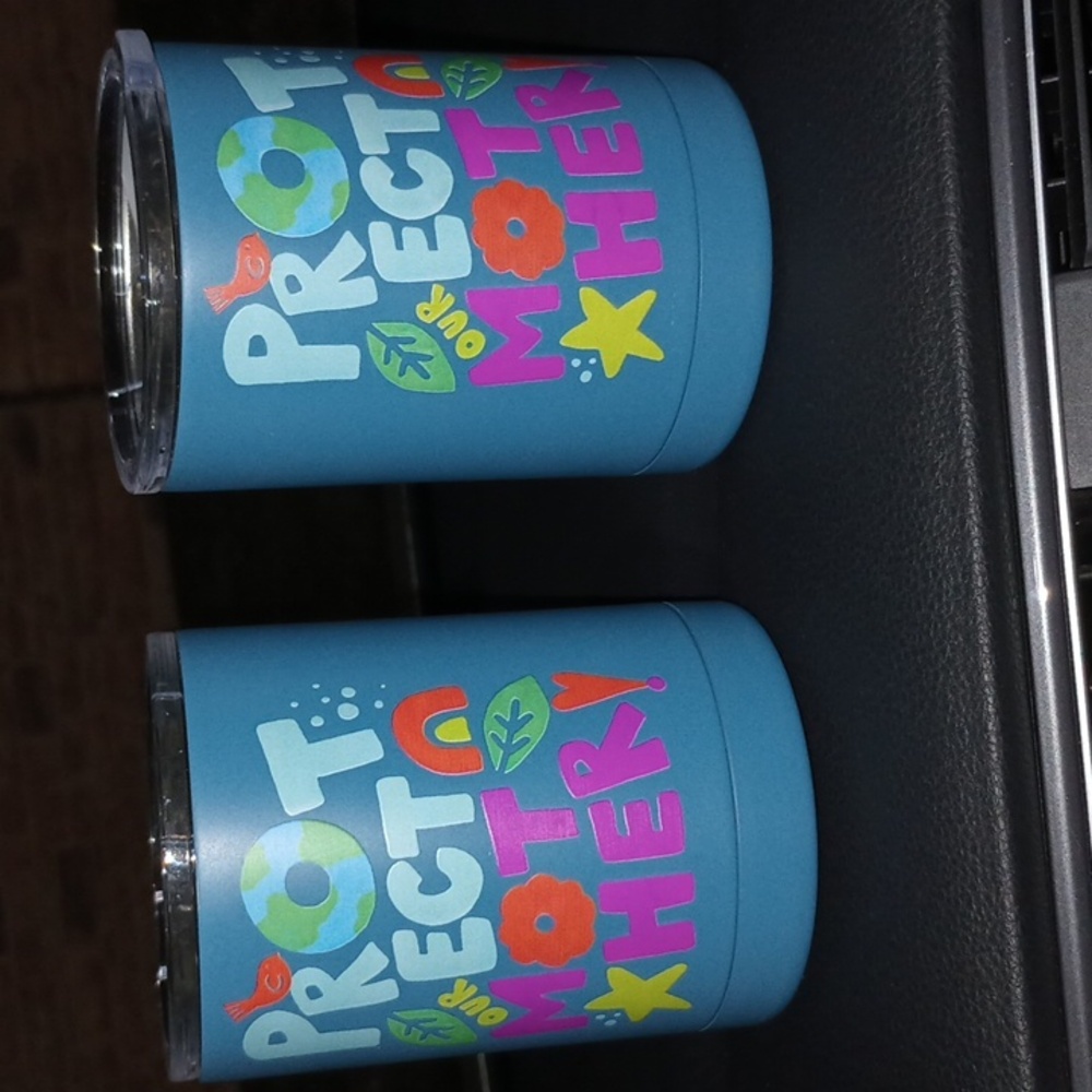 2X stainless steel ramblers with plastic lid new hot or cold 12oz dual wall